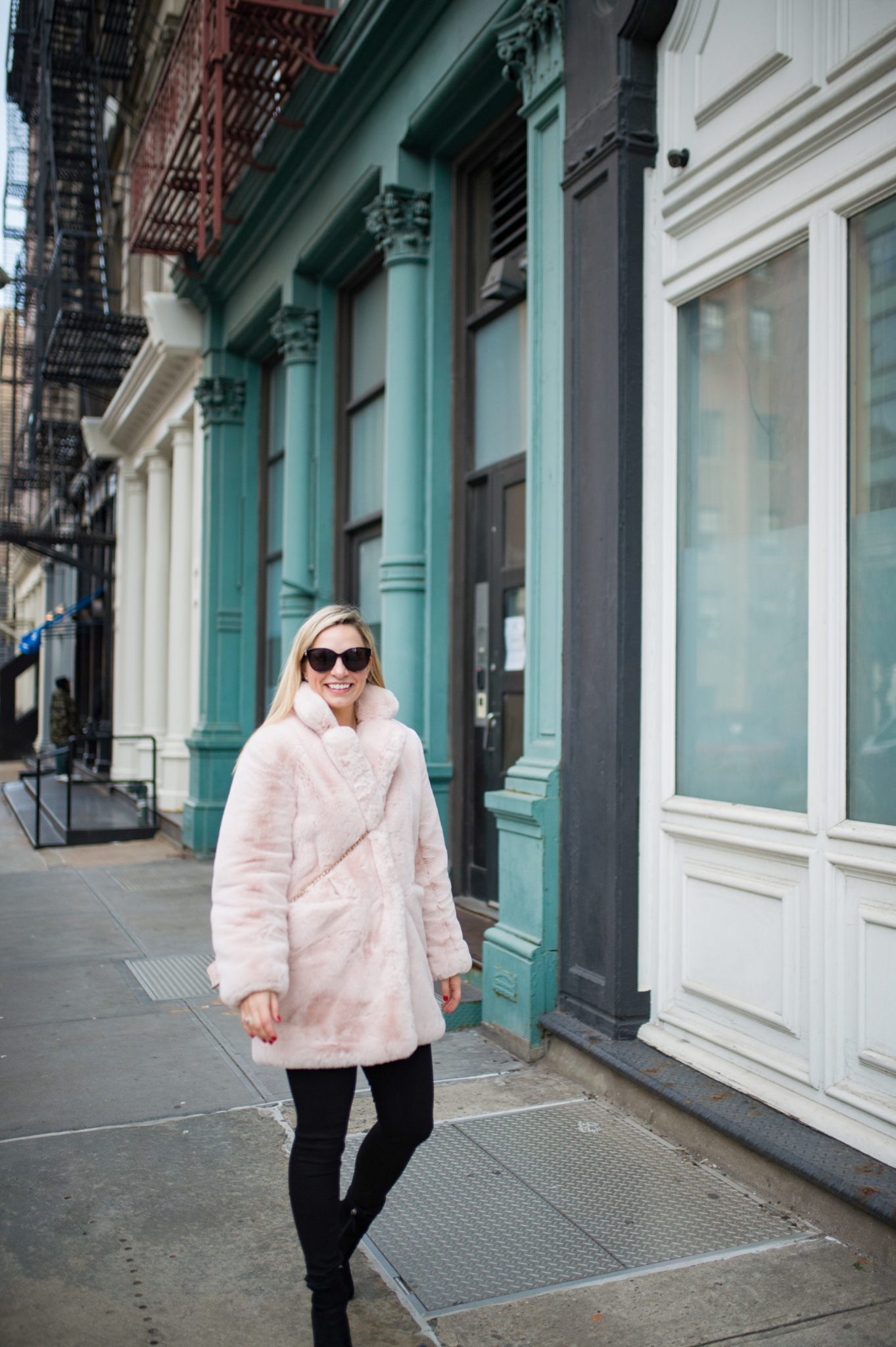 Staying Warm In A Blush Faux Fur Coat - Blush & Blooms